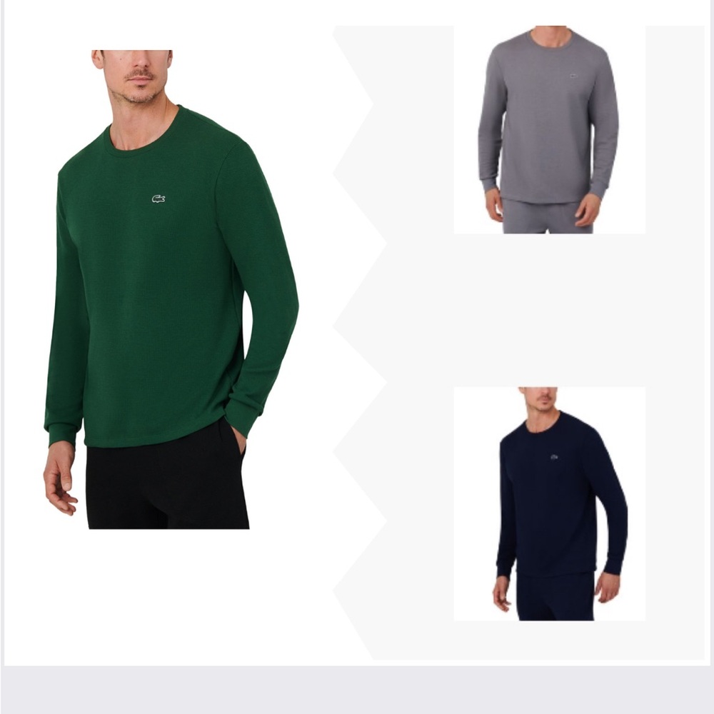 Lacoste
Men's Waffle-Knit Thermal Shirt M & XL ( Green , Gray, Navy )